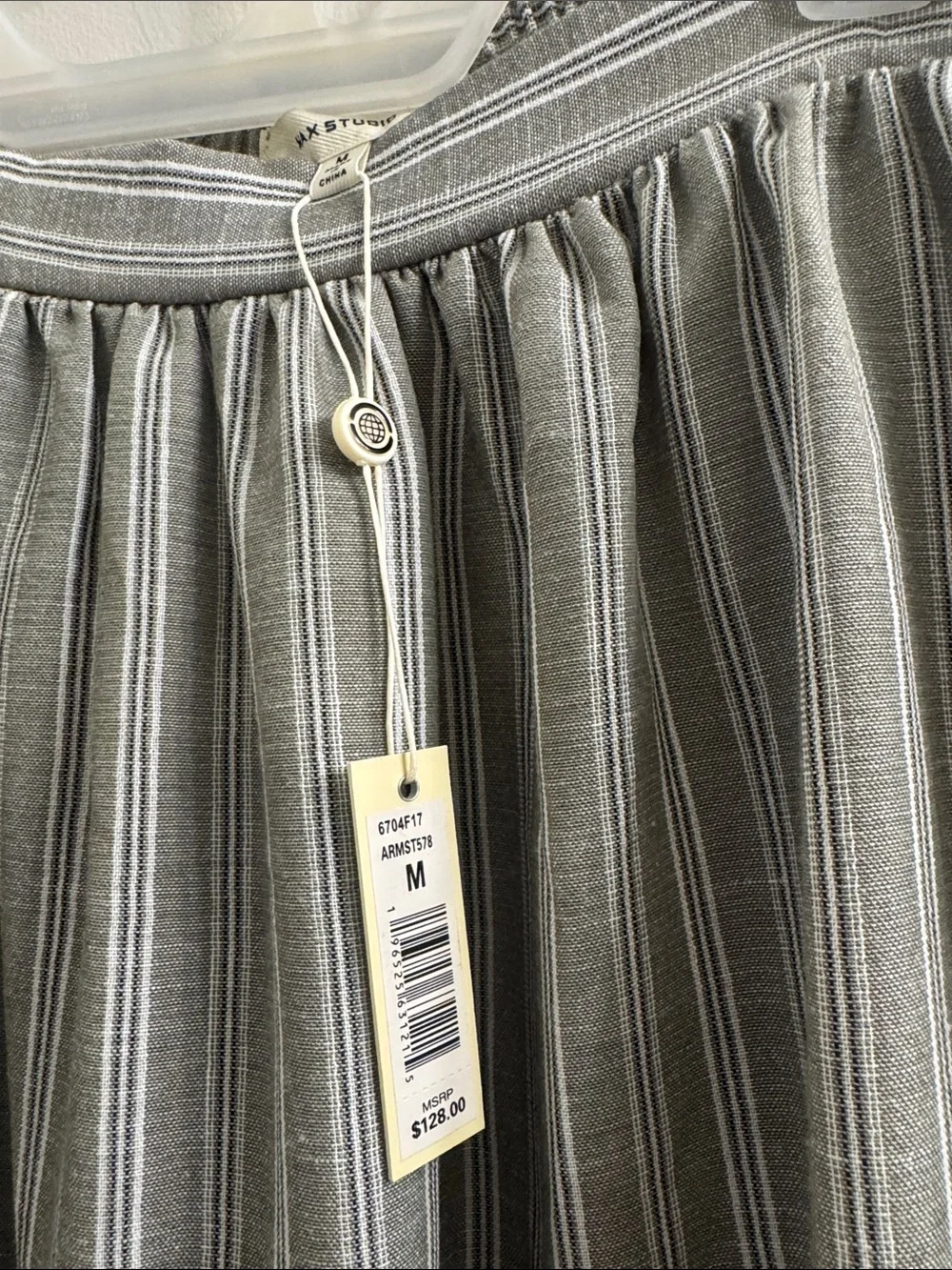 Max Studio Gray Striped Gathered Skirt - Picture 2 of 10